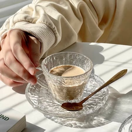 طقم اكواب فاخرة مع الصحون 80مل (6 قطع)