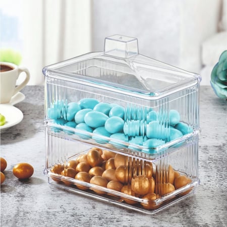 تقديمات بلاستيك شفافة مستطيلة (2 دور)