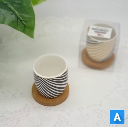 مجموعة اكواب تقديم (6 حبات) ميني مع قاعدة خشبية - 100مل (متوفر 3 موديلات)