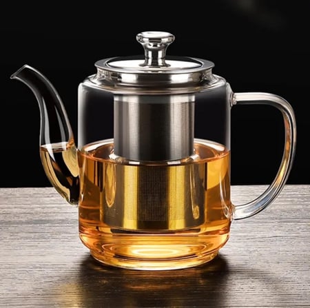 ابريق شاي زجاجي انيق – بمقبض زجاج – 1200 مل