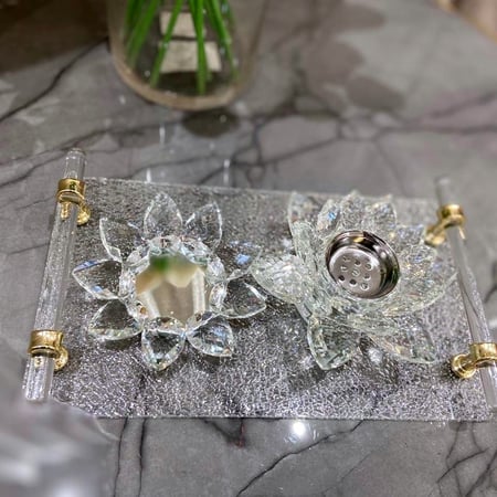 مبخره كريستال ورده  دواره وحامل عود  مبخره كريستال تدور