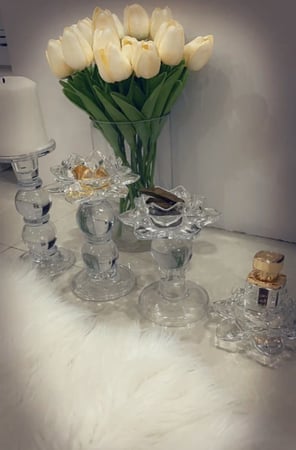 مبخرة زهرة التوليب طقم ( مبخره و حامل العود وحامل دهن العود وحامل شموع ) مع الاسم