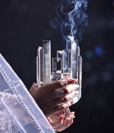 مبخره كريستال + حامل العود