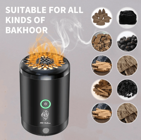 مبخرة إلكترونية صغيرة متنقلة بإضاءات محيطية 360° – تعمل بالشحن