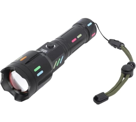 مصباح يدوي تكتيكي LED قابل لاعادة الشحن، بقوة 300,000 لومن، 6 اوضاع قابلة للتكبير، كشاف مقاومة للماء لحالات الطوارئ والتخييم