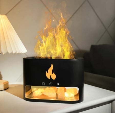 فواحة عطرية بإضاءة لهب + جهاز ترطيب بشكل ملح الهيمالايا من دينكس DX2510