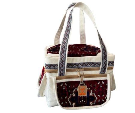 شنطة عزبة نقش أفغاني -أبيض