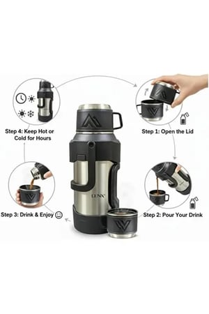 ترمس معزول بتفريغ الهواء لحفظ القهوة والشاي ساخنة لمدة 48 ساعة