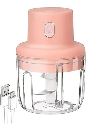 مفرمة ثوم كهربائية لاسلكية لون وردي سعة 250 مل