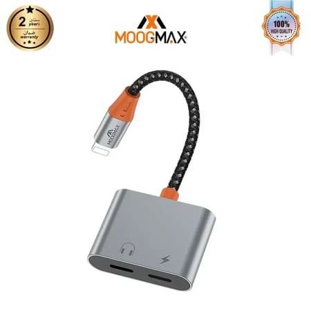 وصلة شحن وسماعة أيفون 2 في 1 موج ماكس MX-AD005 لون أبيض