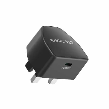 شاحن جداري راف باور 30 واط بمنفذ تايب سي لون اسود RavPower