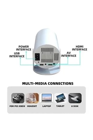 بروجكتر Denx بمنافذ HDMI و USB لتوصيل البلايستيشن والايفون والاندرويد
