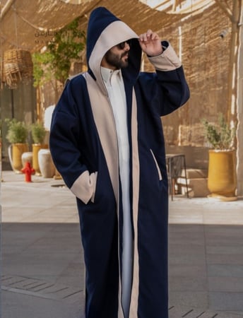 فروه جوخ ‏دبل فيس ينلبس وجهين كحلي ‏و سكري مع الشال