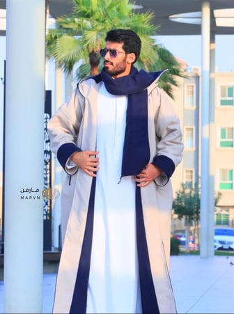 فروة دبل فيس مع شال لون كحلي و سكري