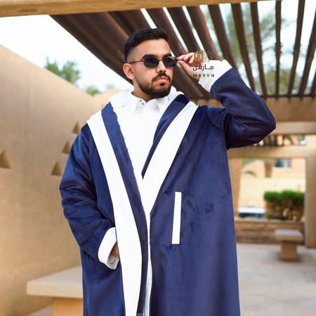 فروة دبل فيس مع شال لون كحلي و سكري