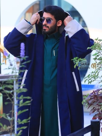 فروه دبل فيس مع شال سكري ‏ ‏غامق وكحلي