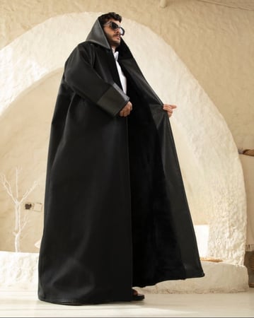 فروه قماش جوخ مع جلد على الاطراف