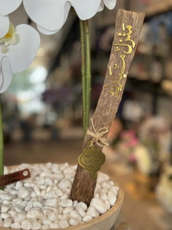 فازة الخشب والاوركيد ورقائق العود الطبيعي