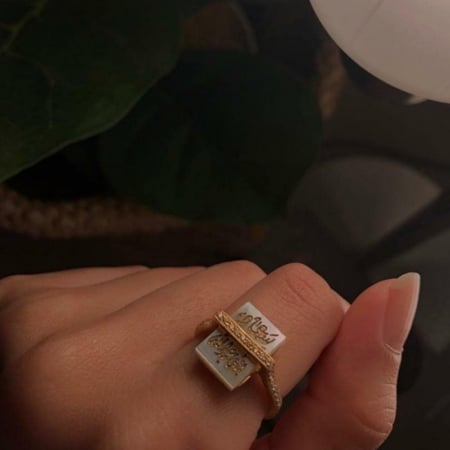 خاتم الصدف مرصع بالزركون متجر مارفن للتسويق الالكتروني