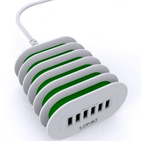 شاحن مع ست منافذ USB X6 بكفائة وتوافق عالي 1 5متر موديل A6702