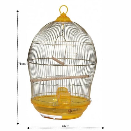 قفص طيور بيضاوي - ذهبي
