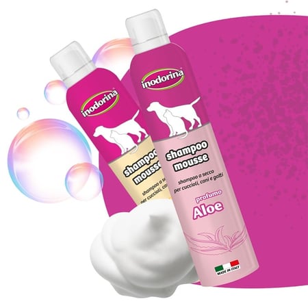شامبو جاف فوم للقطط والكلاب برائحة الصبار 300مل اندورينا