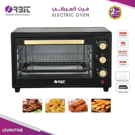 فرن كهربائي من اوربت 45 لتر بقوة 1800 واط بضمان لمدة سنتين