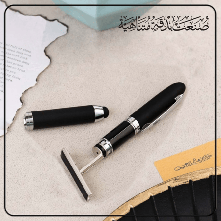 قلم الماني كروم اسود مع ختم وتاتش ماركة  HERI