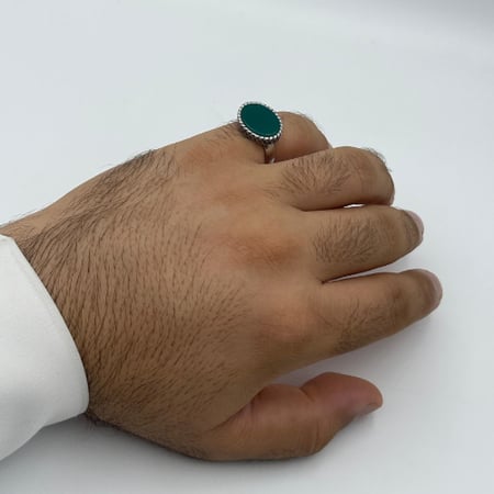 خاتم أخضر مميز عيار 925 من حجر الأونيكس