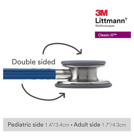 سماعة طبيب ليتمان كلاسيك 3 الاصلية - Littmann Classic 3 Black Regular Edition 5622 3M Classic III Stethoscope, Navy Blue Tube, 27 inch, 5622