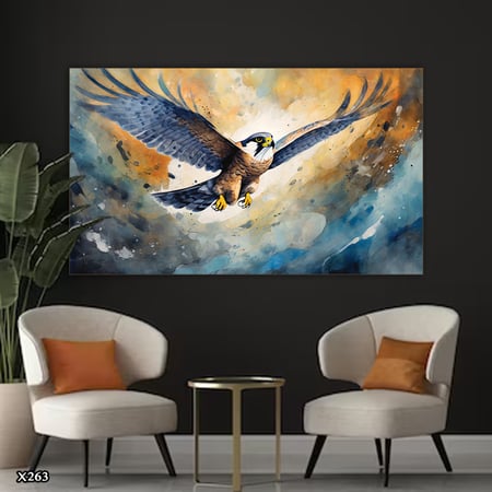 لوحة كانفس صقر بالرسم التجريدي