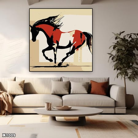 لوحة كانفس خيل مربعة