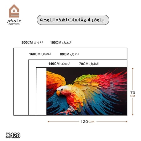 لوحة كانفاس ببغاء مكاو برسم تجريدي