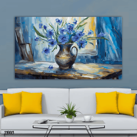 لوحة كانفس فازة بالرسم التجريدي