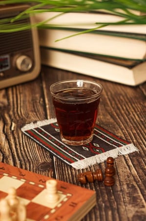 كوستر سجاد سدو اسود مزخرف.