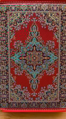 دفتر سجادة احمر مزخرف .