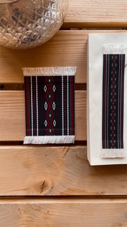 كوستر سجاد سدو اسود مزخرف.