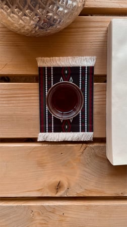 كوستر سجاد سدو اسود مزخرف.