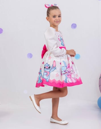 فستان ليلو و ستيتش الوردي