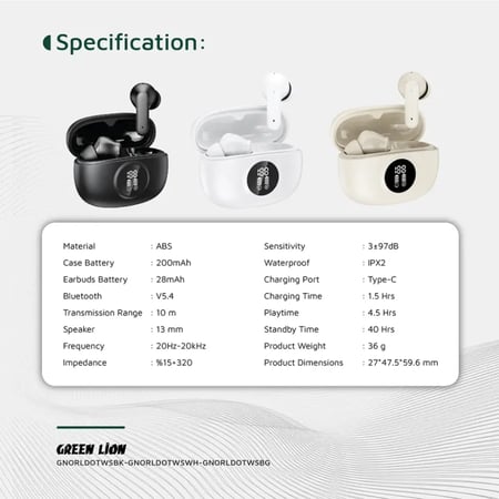 سماعات أذن لاسلكية حقيقية من Green Lion Orlando