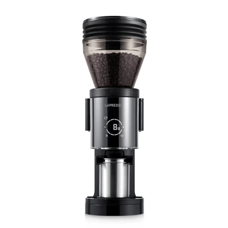 مطحنة LePresso Grindeur المخروطية ذات التحكم الرقمي في الوزن - أسود