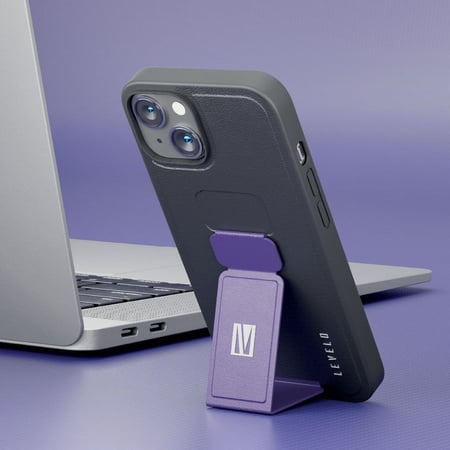 غلاف ايفون 14 اسود مسكة بنفسجي ليفيلو