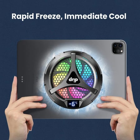 مروحة تبريد دريب للتابلت مغناطيسي مع شاشة ليد - اسود