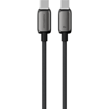 كابل Powerology Zinco Series USB-C إلى USB-C - رمادي غامق