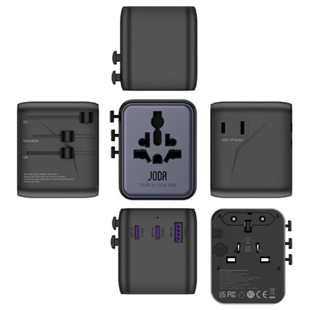 فيش سفر JODA TOUR متعدد المداخل بقوة 20 واط - اسود