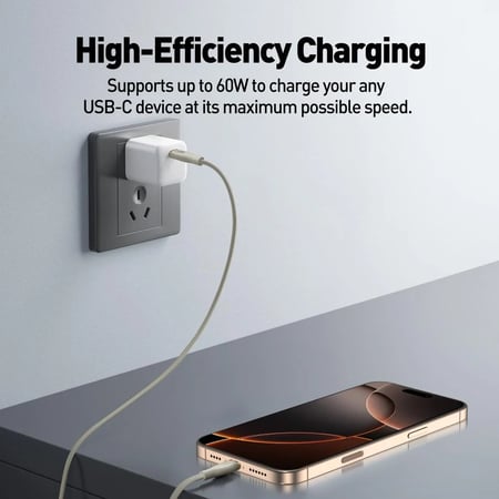 سلك JODA سيليكون 60 واط تايب سي الى تايب سي 1 متر - ذهبي