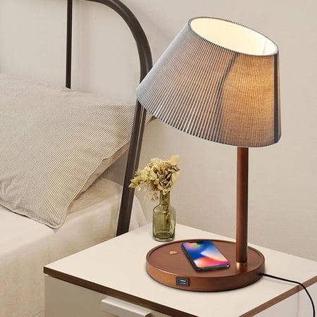 QTS-MWDS530 اباجورة خشبية كلاسيكية  (USB charging)