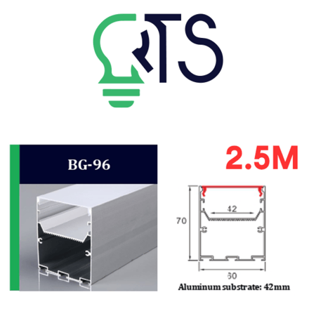 بروفايل المنيوم BG-96- طول 2.5 متر - ظاهر - مجرى شريط الليد