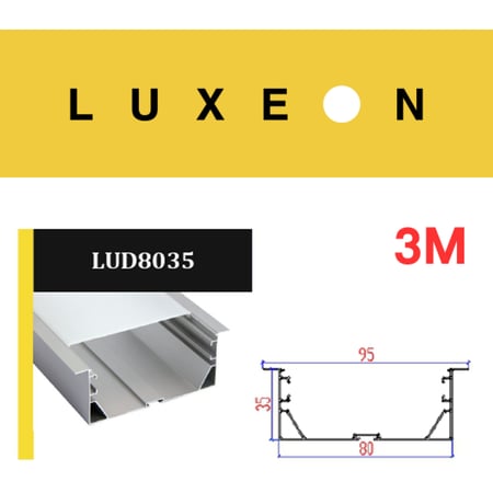 بروفايل المنيوم LUD8035  - طول 3 متر - دفن - مجرى شريط الليد