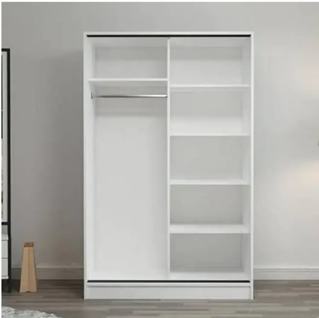 دولاب ملابس باب منزلق خشب ام دي اف، 120×60×200 سم - ابيض